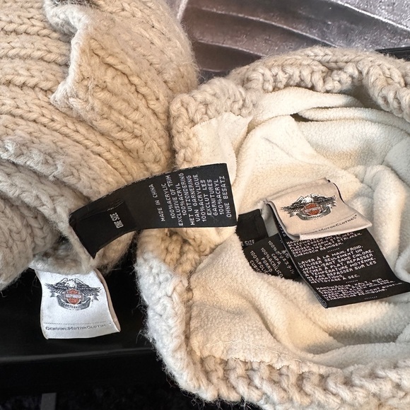 Harley-Davidson Knit Scarf Hat OS Oatmeal Cream Cable Women’s - Picture 9 of 15